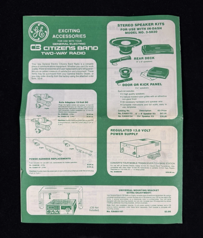Vintage General Electric Citizens Band Accessory Order Form - Image 3 of 3