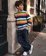 Gap Kids Boys Striped Crew Neck Knit Pullover Sweater Long Sleeve M Multi