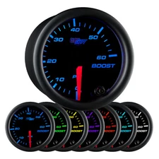 52mm GlowShift Black Face Turbo Diesel Boost 60 psi Gauge w 7 Color LEDs