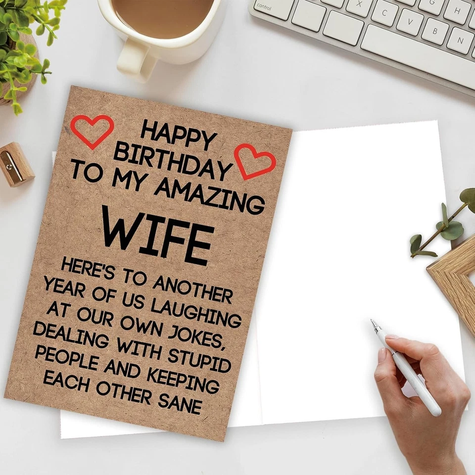 Tarjeta de cumpleaños de humor grosero para esposa - Incluye sobre y espacio de personalización Foto 4 de 4