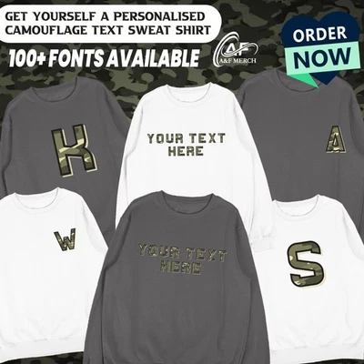Sweatshirt Camouflage Personnalisé Texte Personnalisé Nom Armée Militaire - Photo 1/4