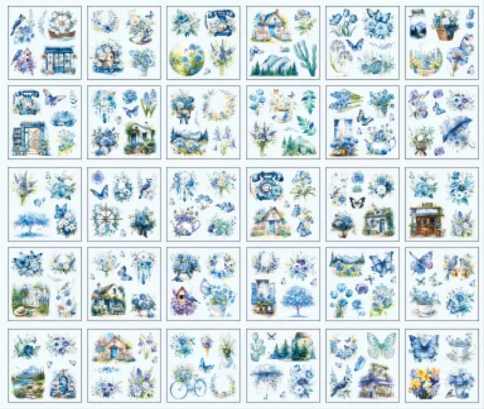 Stickerbögen 10 Bögen je Set Blumen Bäume Schmetterlinge Häuser Telefon - Bild 2 von 3