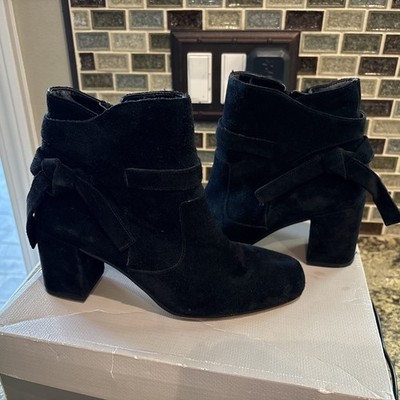 New Franco Sarto Pamela Black LE Boots Suede Zip Size 6.5 Leather Upper **