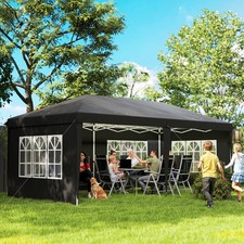 3 x 6m Heavy Duty Gazebo Marquee Party Tent with Storage Bag Black