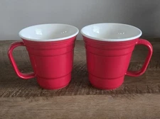 Set of Two Red Cup Living Ceramic Cup Coffee/Tea Mugs 10 Oz NWOT