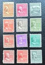 Regular Issue: Presidential Series (1938)-Single–Lot of 12 - *MNH except 1