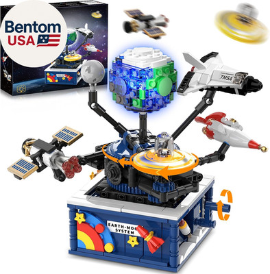 Planet Rotatable Space Sets with Light - Earth & Moon Space Exploration Building