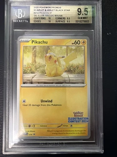 Pikachu - 214 (Illustration Contest 2024) 214 Sv: Scarlet & Violet Promo BGS 9.5