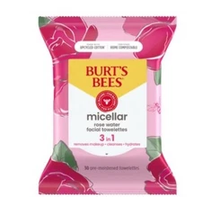 3x Packs Burt's Bees Back To School Dorm Essentials, Rose Water Face Wipes 30ct