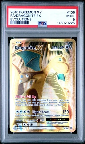 2016 POKEMON XY EVOLUTIONS #106 FULL ART/DRAGONITE EX PSA 9