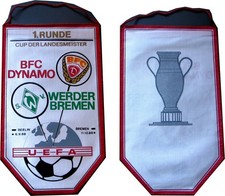 Wimpel BFC Dynamo Berlin Fussball UEFA Cup der Landesmeister Werder Bremen 1988