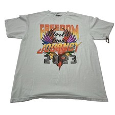 NEW JOURNEY Freedom World Tour 2023 T Shirt size L Music Concert stain on back