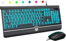 Wired Keyboard and Mouse Combo - Large Print Light up Keyboard, USB Silent Wired