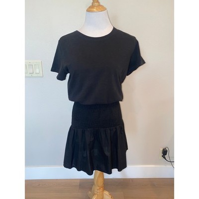 Nation LTD Kacy Combo Dress Black S/S Mini Smocked Waist Size Small