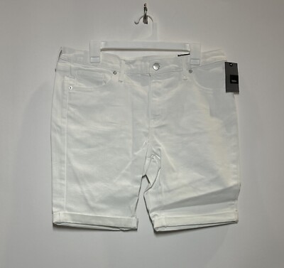 Mossimo Women's Mid Rise Bermuda Denim Cuffed Jean Shorts - White 16