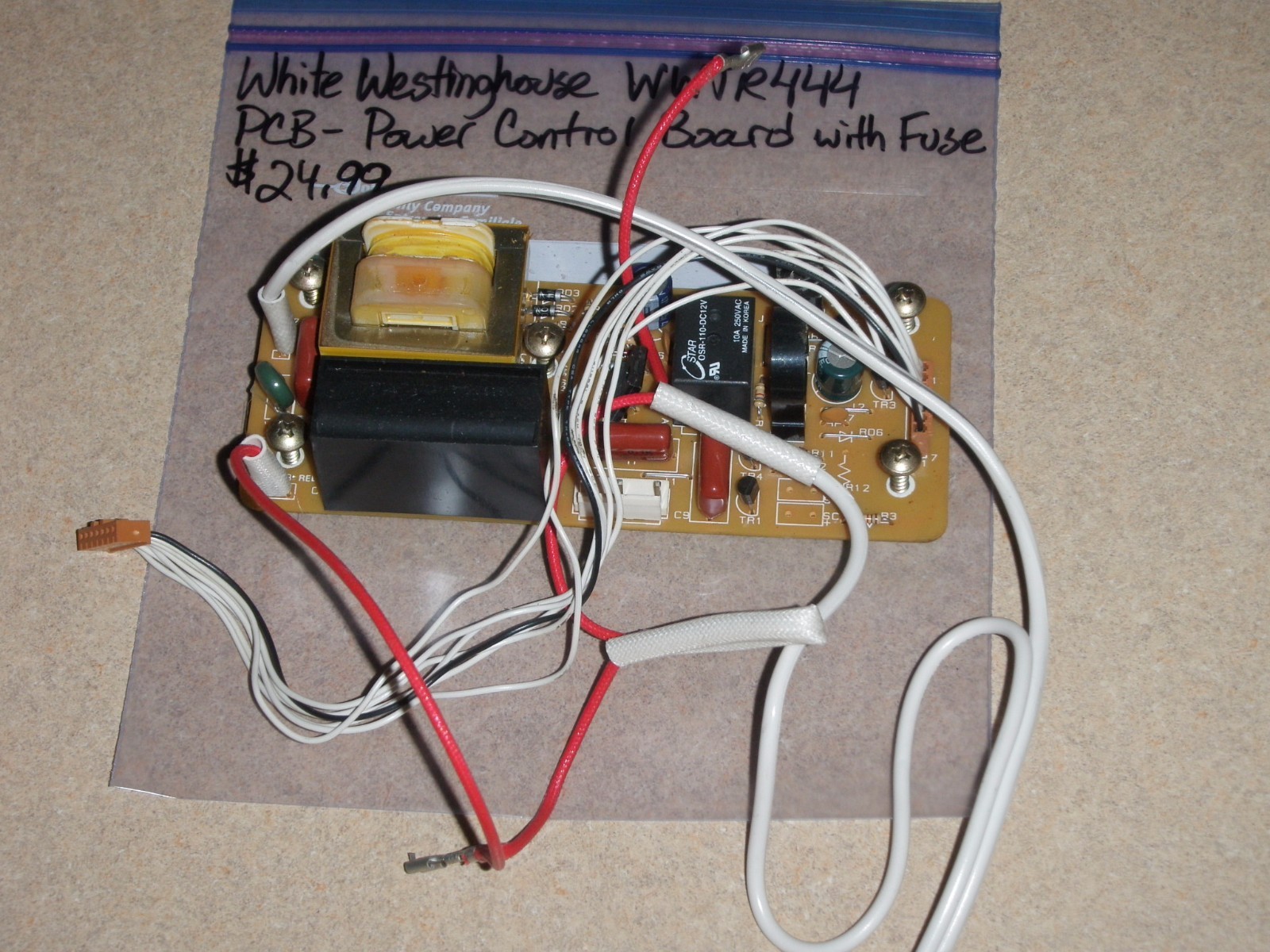 White Westinghouse Bread Machine Parts Power Control Board With Fuse  WWTR444