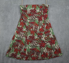 Gap Strapless Dress Y2K 2006 Womens Tropical Floral Mini A Line Stretch Sz 20