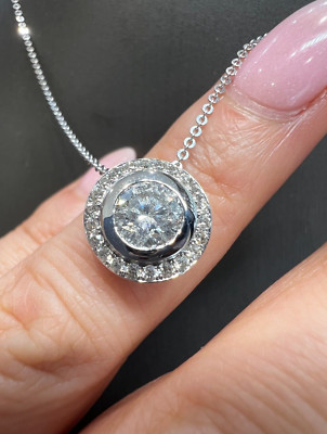 1.59ct Natural Diamond White Gold Pendant & Chain with Valuation Cert of $12,000