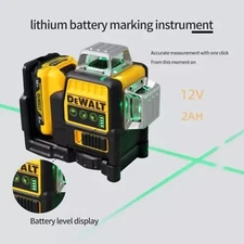 DW089LG 12V Green Line 3 x 360 Level leser + Battery + charger