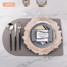 24 Pcs Charger Plates 12.6" Round Plastic Reef Plate Chargers for Dinner Decor