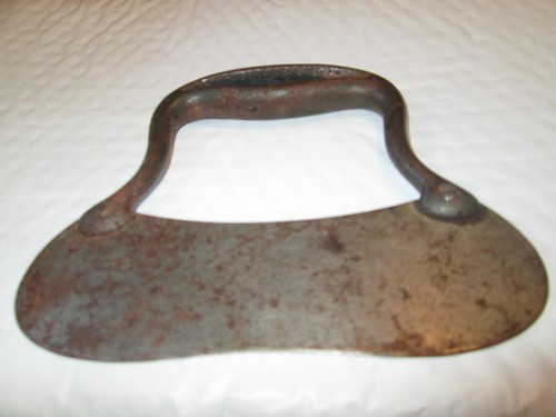 Antique Curved Blade Chopper Dough Blubber Herb Cutter Double Action Cast Steel - Picture 2 of 3
