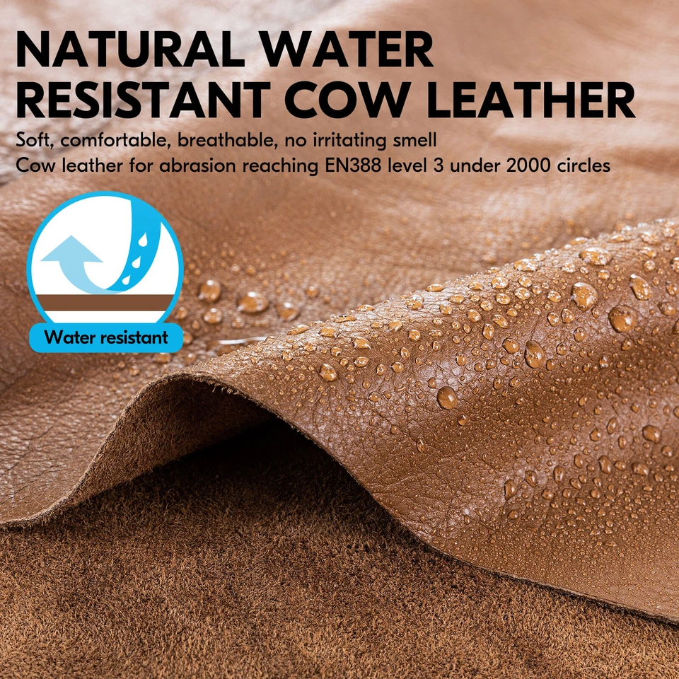 Vgo 1 Pair Cow Leather Impact Mechanic Work Gloves,Water Repellent(CA7722IP) - Image 2 of 4
