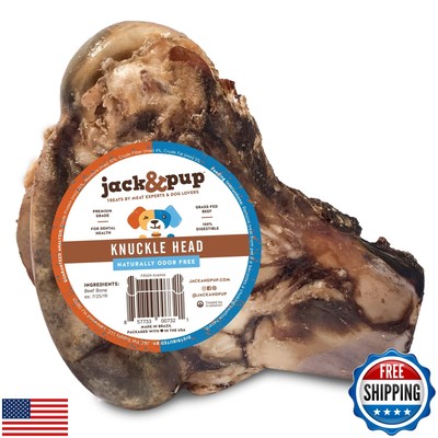 Jack and Pup Beef Knuckle Dog Bones for Large Dogs (Pack of 1) Dog Bones for 