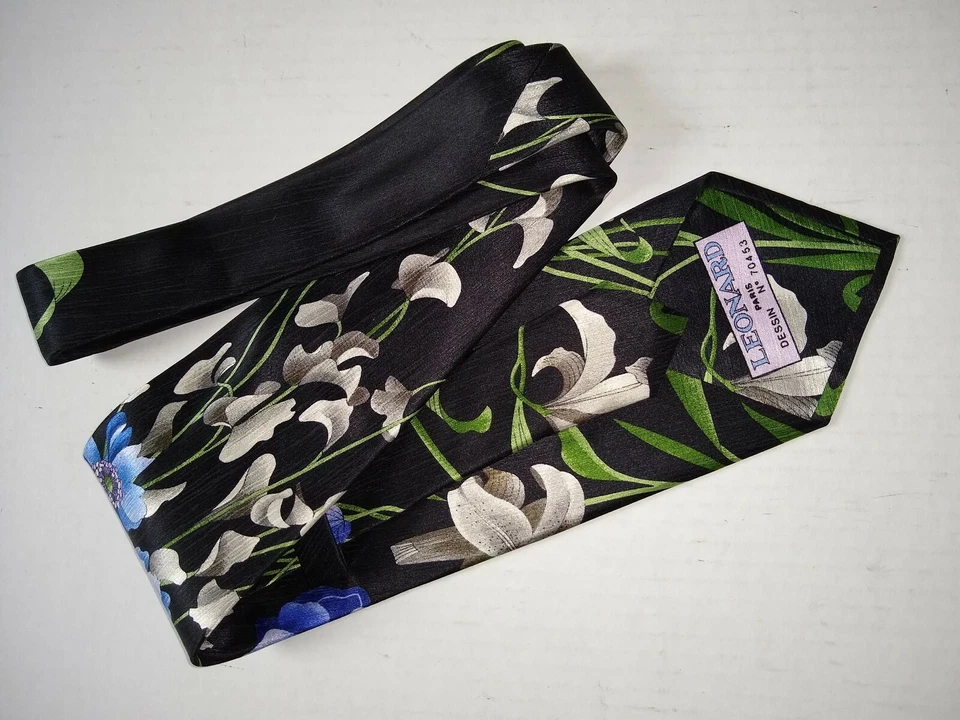 Leonard Design 70453 Paris Floral Silk NECK TIE - Imagem 4 de 4