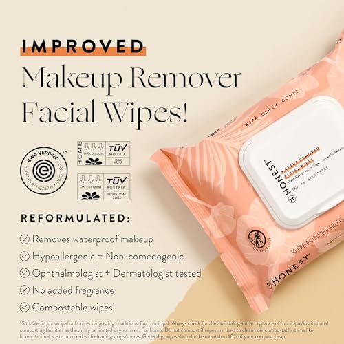 Fragrance Free Cleansing Makeup Remover Facial Wipes | Plant Based, - Bild 2 von 6