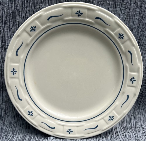 Longaberger Pottery Woven Traditions 10" Dinner Plate Classic Blue USA