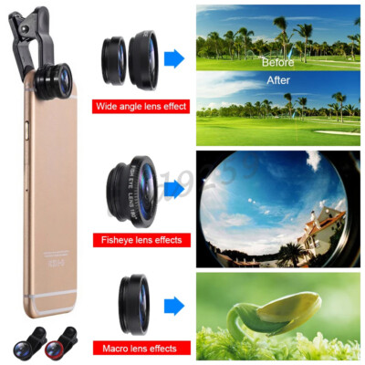 Handy Objektiv Set 3 in 1 Smartphone Linsen Fisheye + Weitwinkel + Makro Kamera