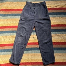 Vintage 1940s 1950s Denim Pants Side Button High Waist Jeans Dungaree Sportswear