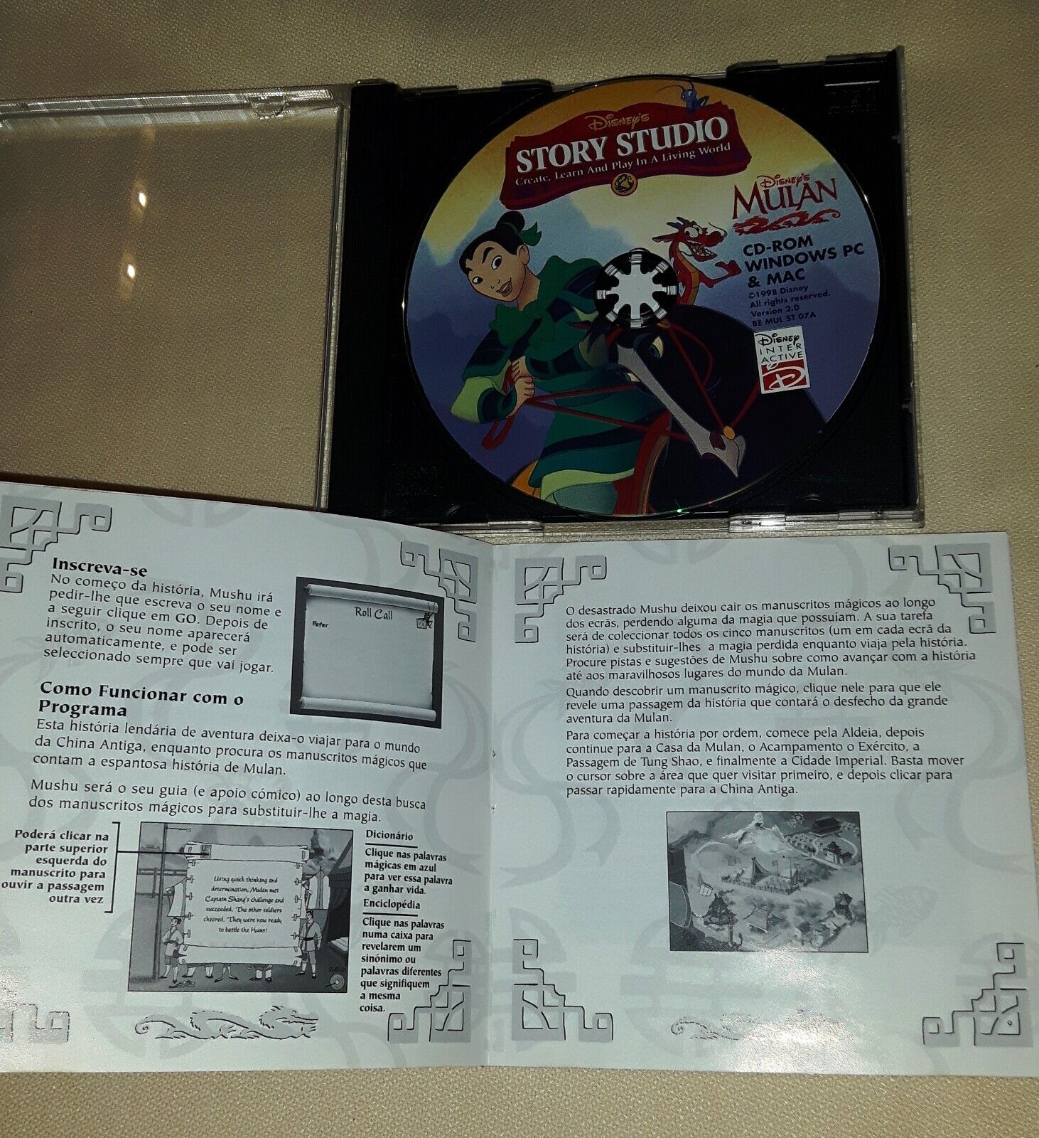 Mulan Disney 1998 PC Cd-Rom MAC in Portuguese Rare story