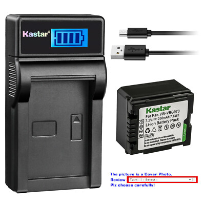 Kastar VWVBG070 Battery LCD USB Charger for Panasonic HDC-SD1-S HDC-SD3 HDC-SD5