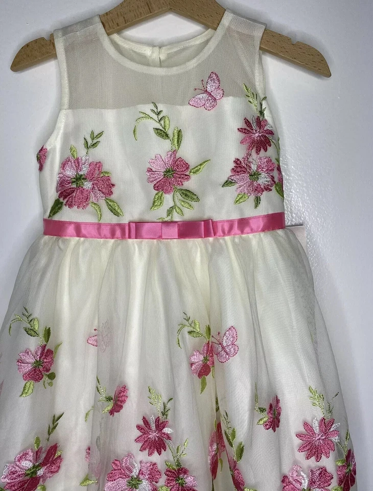 Платье Jona Michelle для девочек 3T без рукавов с цветочной вышивкой покрой с широкой юбкой на пуговицах - Изображение 2 из 4