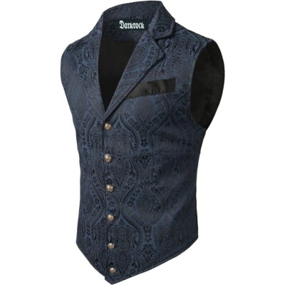 Men's Formal Suit Blue & Black Vest Fit for Business or Casual Dress | eBay