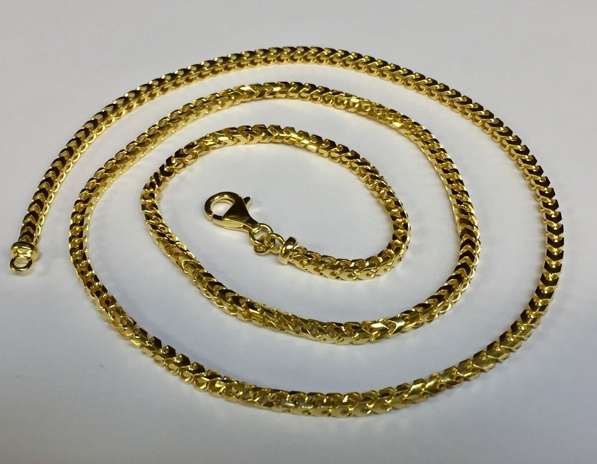 14k Solid Yellow Gold Franco Box Mens 26&#034; 3 mm 35 chain Necklace | eBay