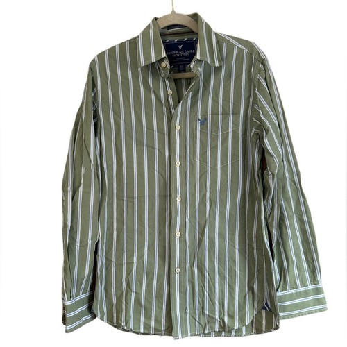 AMERICAN EAGLE GREEN & BLUE PREPPY DRESS SHIRT MENS