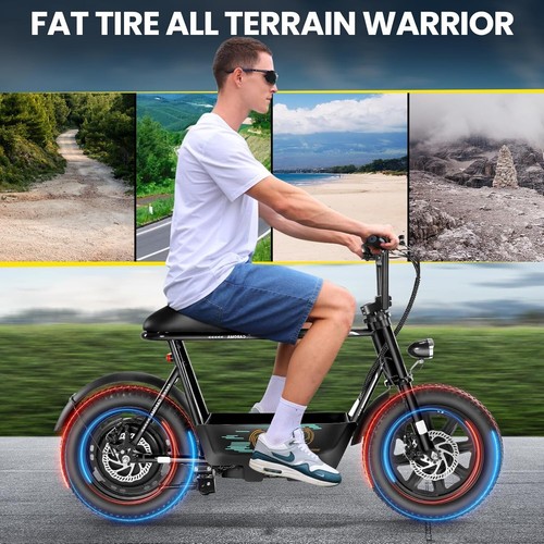 Peak 1200W Electric Scooter w/ Seat,16" Fat Tire Electric Motorcycle Commuting - Picture 95 of 133