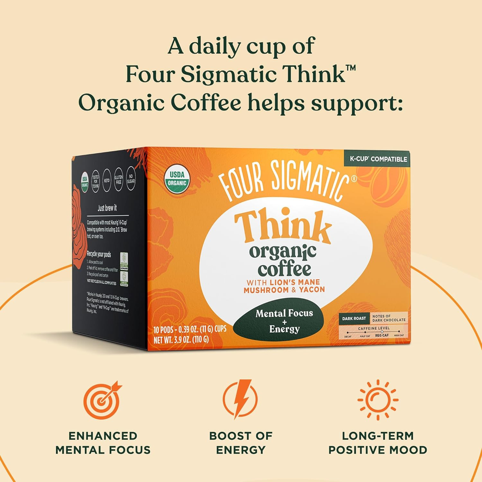 Mushroom Coffee KCups Organic and Fair Trade Dark Roast Coffee with