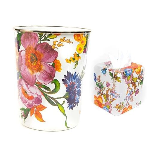 Boutique Square Tissue-Box Cover and Waste-Bin Set, Tissue Holder and