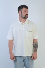 Burberry London Vintage Men's White Nova Check Knitted Polo Shirt SizeXL England