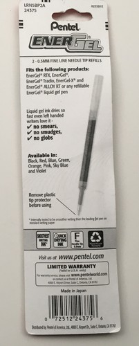 Pentel EnerGel Pen Refills MEDIUM Tip 0.5MM Liquid Gel Ink BLACK 24375 - Picture 6 of 12