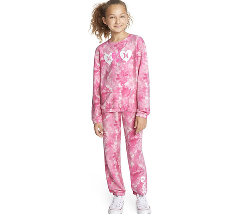 Hurley Girl's Fleece Crew and Jogger Set - Picture 23 of 23