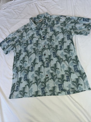 Solitude Hawaiian Shirt Palm Trees/Ancient Statue Design Mens Size XXL