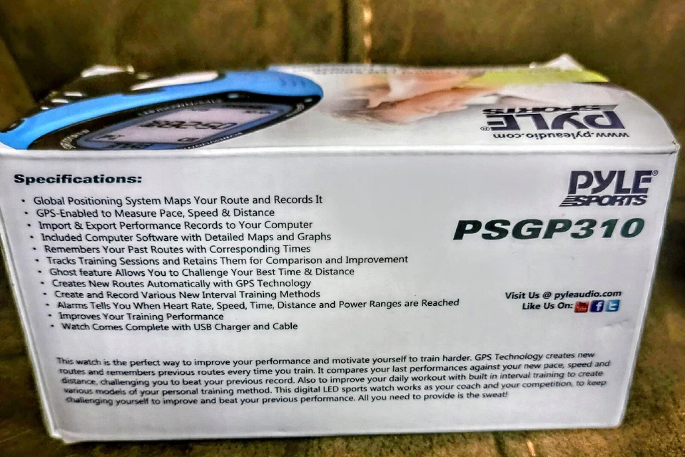 Reloj inteligente Pyle GPS rastrea sesiones de entrenamiento - azul - nuevo, caja abierta PSGP310BL Foto 4 de 4