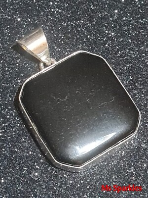 Absolut schöner schwarzer Onyx 925 Silber Edelstein Anhänger. Quadratisch . 3604