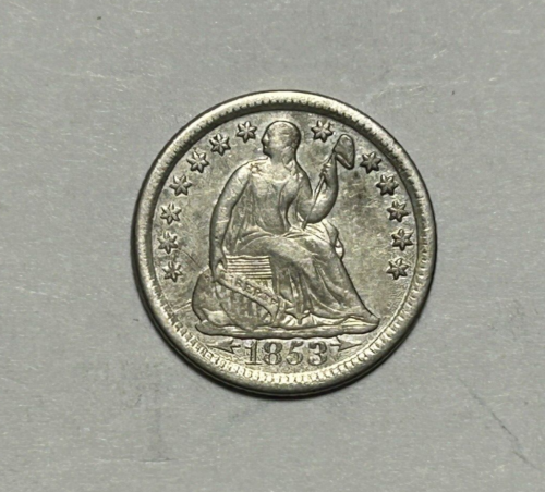 1853 O ARROWS SEATED LIBERTY HALF DIME VF-XF DETAIL - Picture 1 of 2