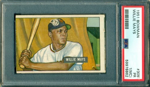 Willie Mays 1951 Bowman Rookie ** PSA 1 (mc) ** Baseball Legend / Icon