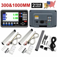 2pc Linear Scale 300+1000mm w/ 2Axis DRO Digital Readout Display Kit for Lathe